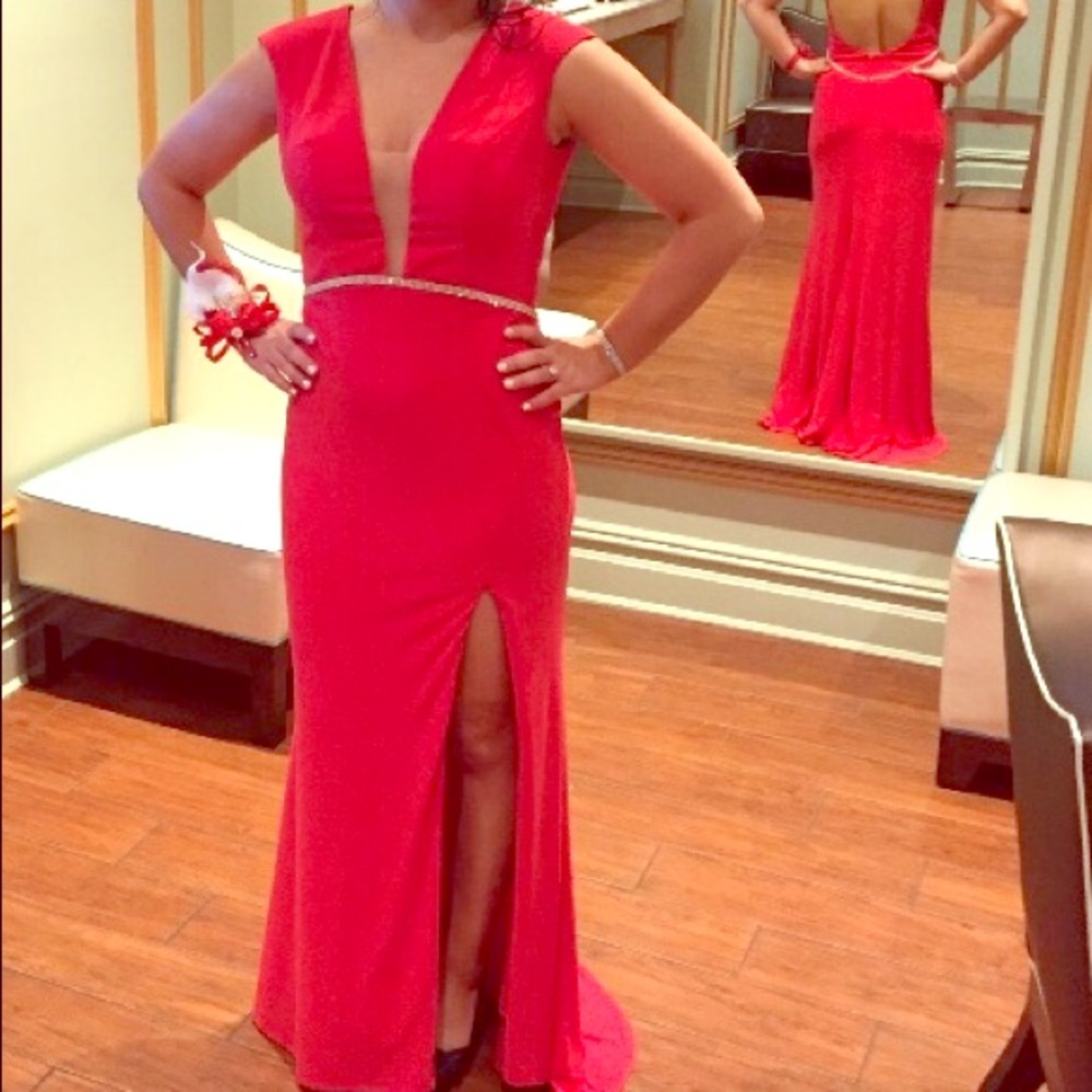 Red Slit Gown Prom/brides maid JVN by Jovani